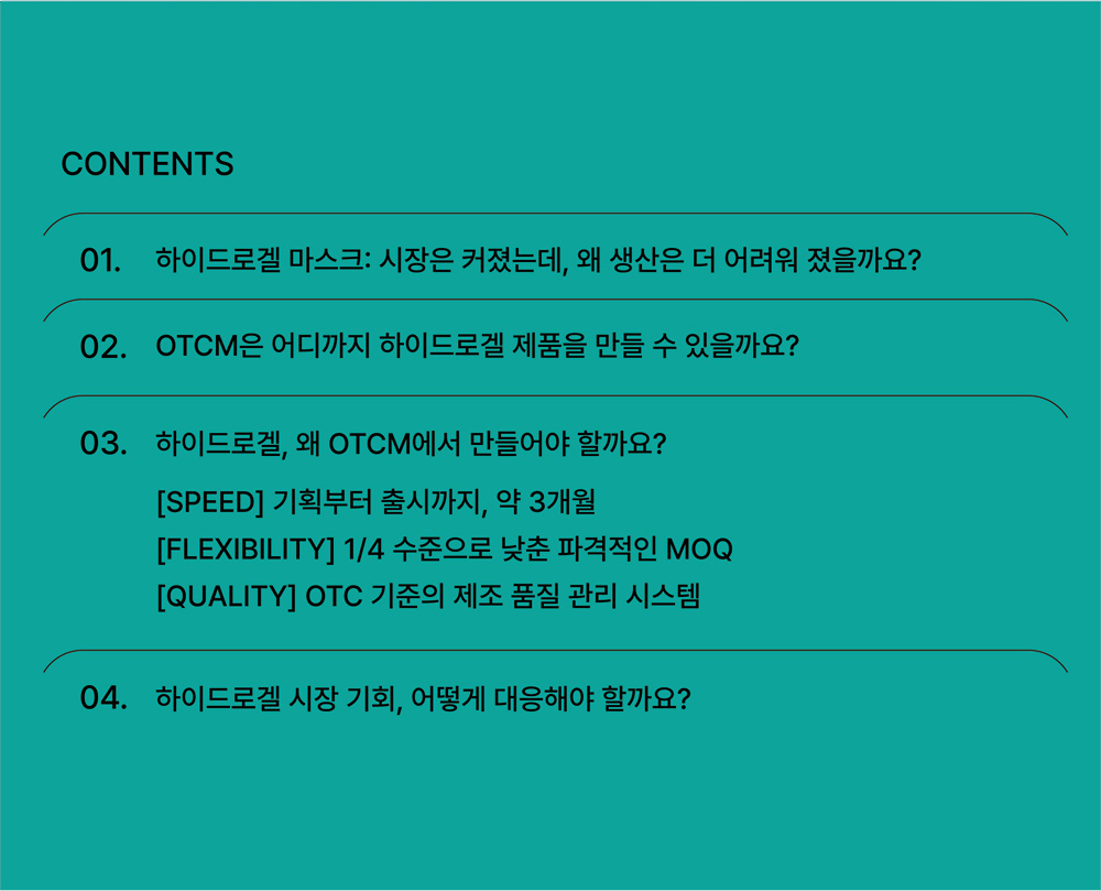 하이드로겔, 빠르고 합리적으로 만드는 대안 -  OTCM